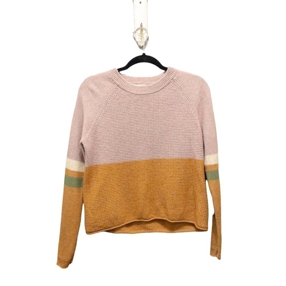 Madewell  Striped Roll-Trim Waffle Pullover Sweater - Picture 4 of 7